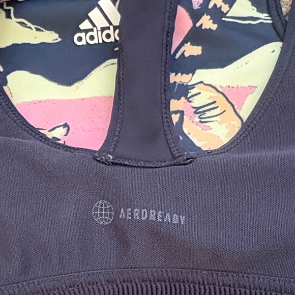 Adidas Pink and Navy Cheetah Sports Bra - Picture 4 of 5